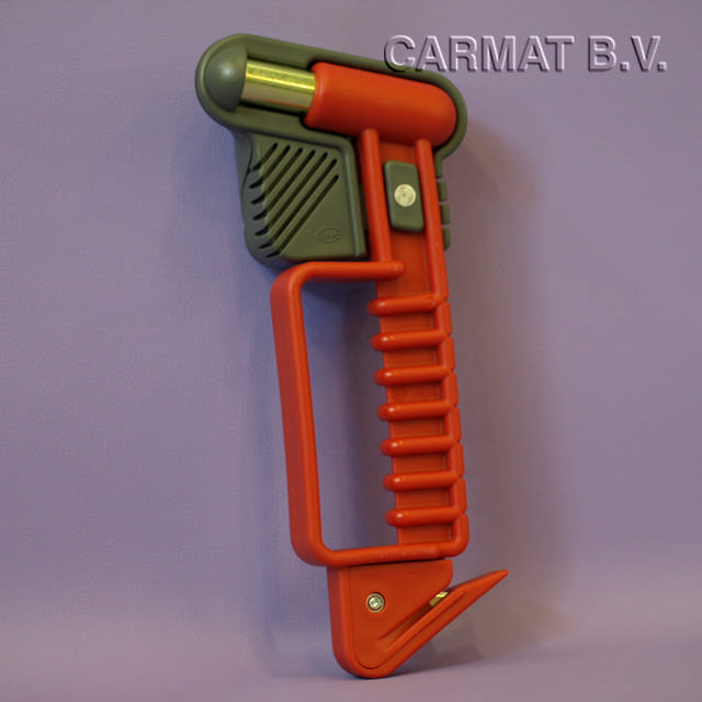 Emergency hammer w/ anti-theft feature & seat-belt cutter