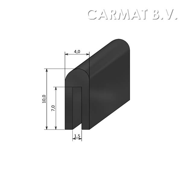 U rubber profile Without insert Black