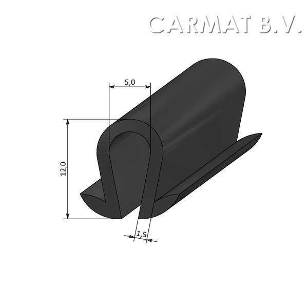 U rubber profile Without insert Black