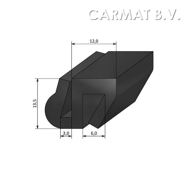 U rubber profile Without insert Black