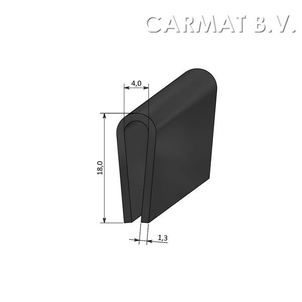 U rubber profile Without insert Black