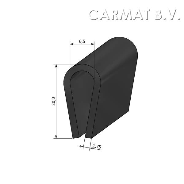 U rubber profile Without insert Black