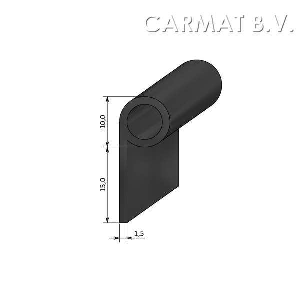 P rubber profile 60 Sh Black