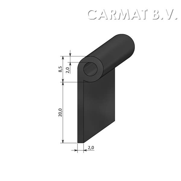 P rubber profile 60 Sh Black