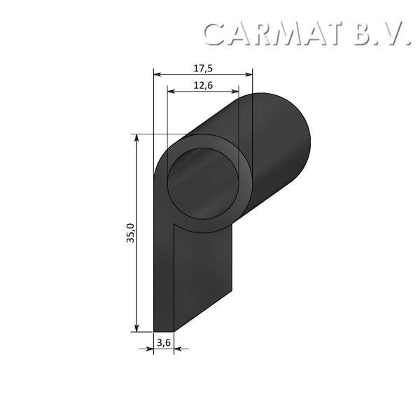 P rubber profile 70 Sh Black