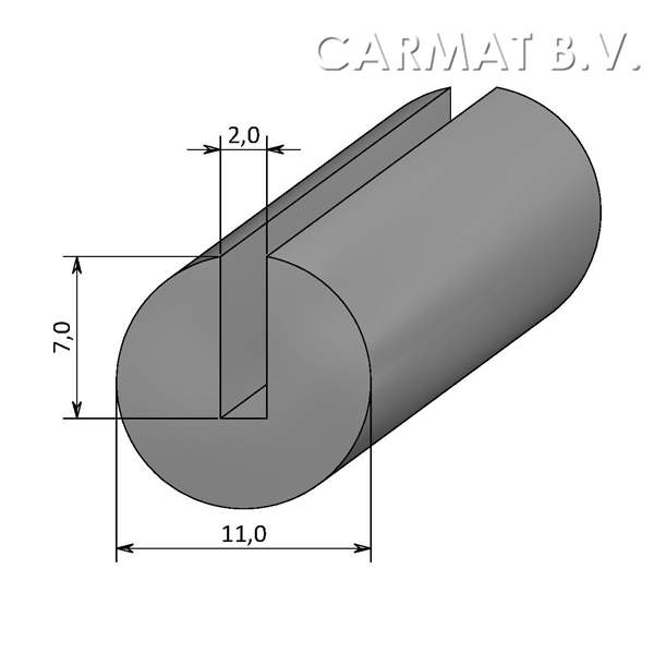 U sponge rubber profile Without insert Grey