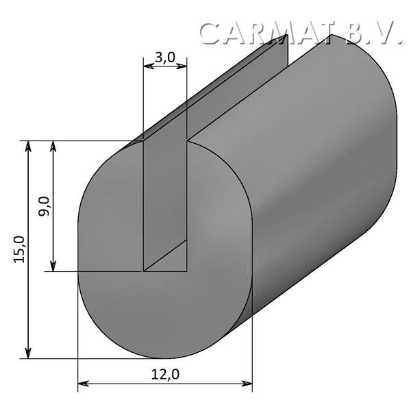U sponge rubber profile Without insert Grey