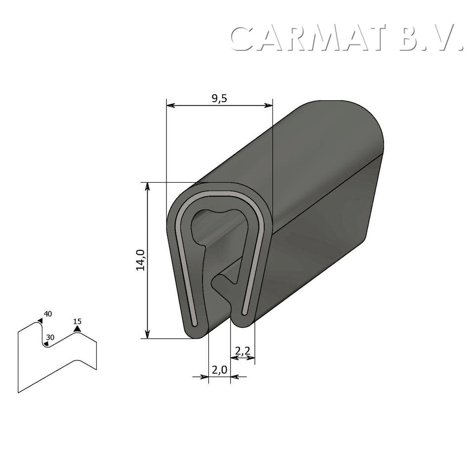 Edge protector PVC 1-3 MM grey SU/100M