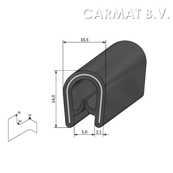 Edge protector PVC 1-4 MM anthracite S.U./100M