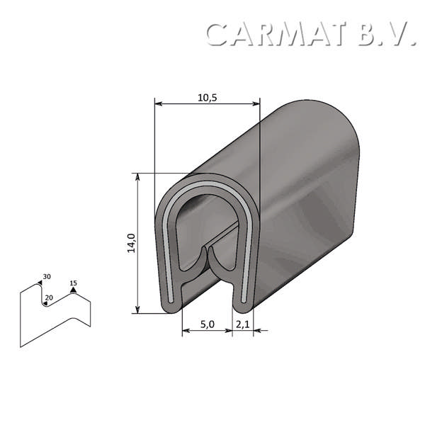 Edge protector PVC 1-4 MM light grey S.U./100M