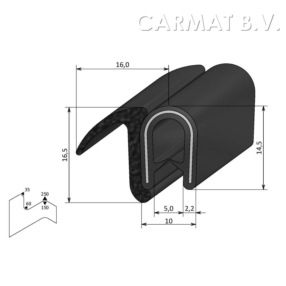 Sealing section PVC/rubber 1-4MM sealing lip on sideS.U./50M