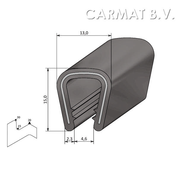 Edge protector PVC 6-8 MM light grey S.U./100M