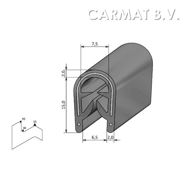 Edge protector PVC 4-6 MM grey S.U./100M