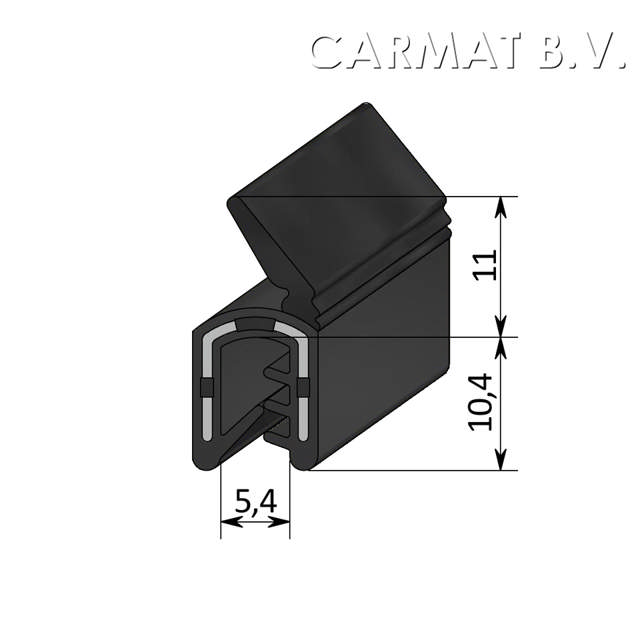 Sealing section rubber 1-3MM sealing lip on top S.U. on req.