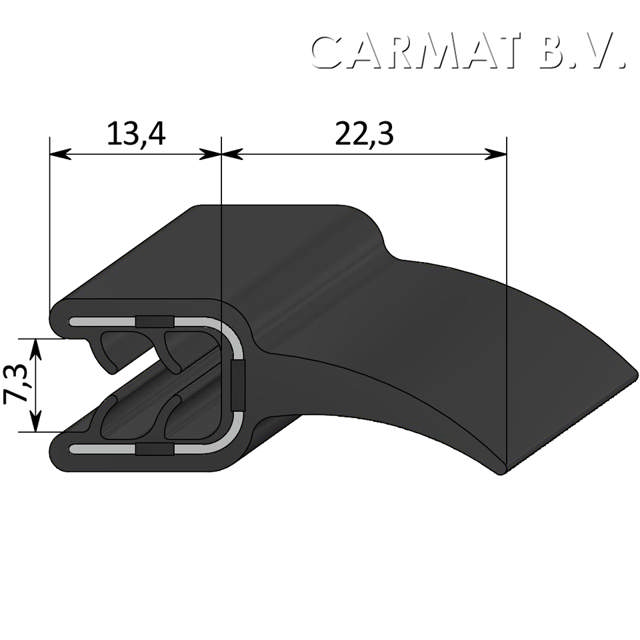 Sealing section rubber 3,5-5MM sealing lip top S.U.on req.
