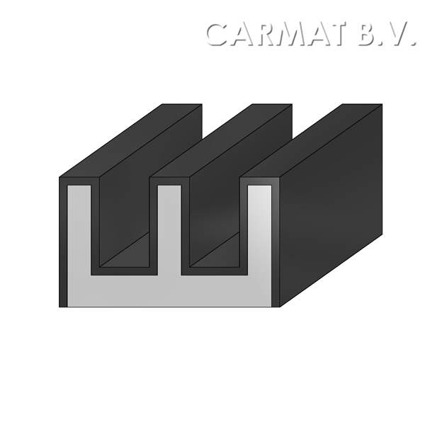 Flocked Rubber section with piled cover 6 mm double 22x13