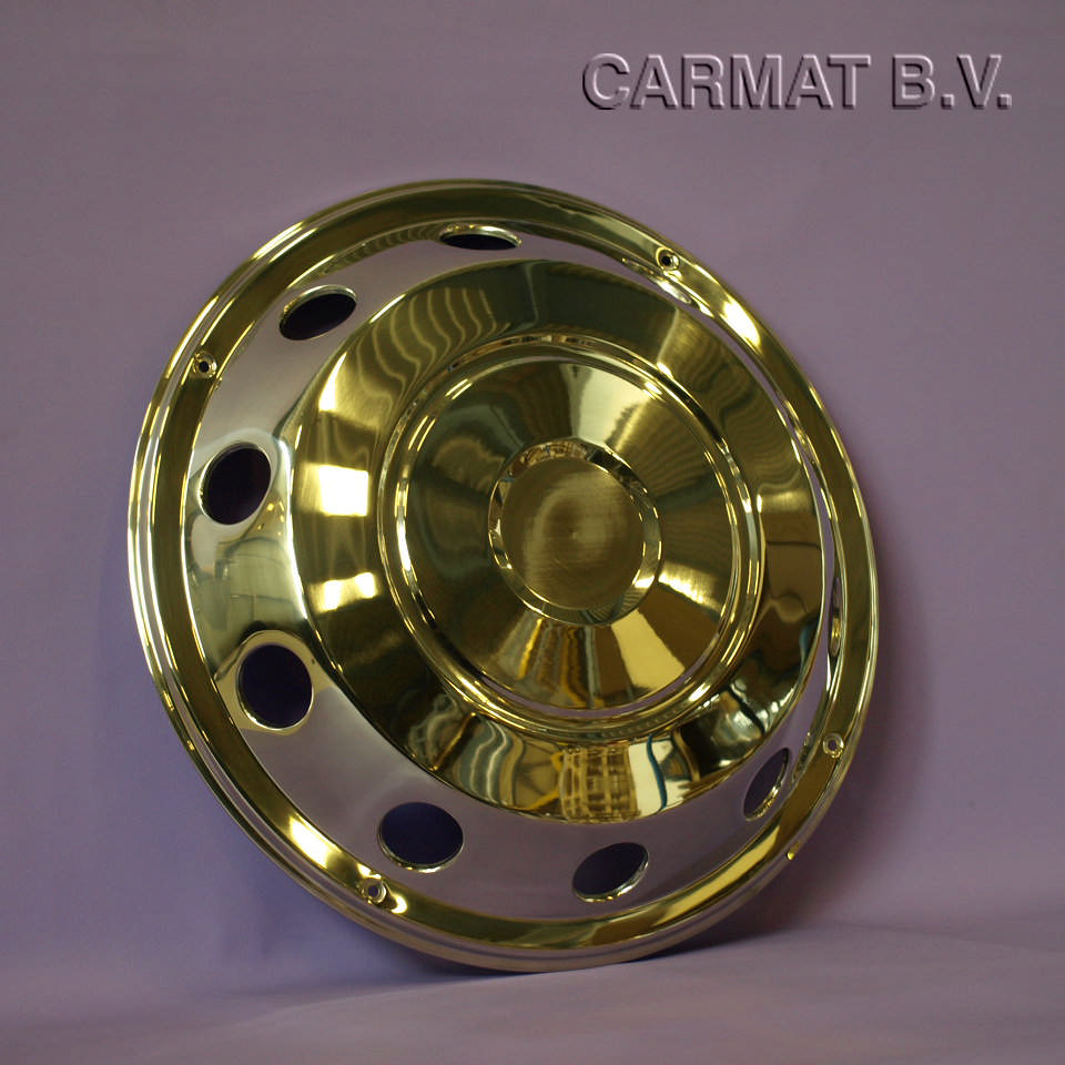 Wheelcover stainless steel 19,5 inch Front, bracket included