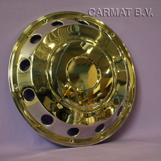 Wheelcover stainless steel 22,5 inch Front, bracket included