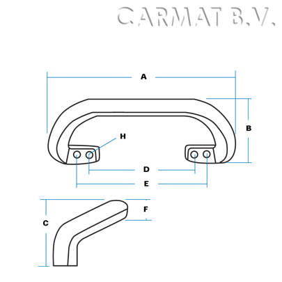 475mm grab rail, yellow, RAL 1021 min./25PC
