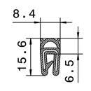 Sealing section rubber 1-1,5MM top bulb DIN EN45545-2 SU/50M