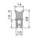 Sealing section PVC/rubber 0,5-2 MM top bulb S.U. on request
